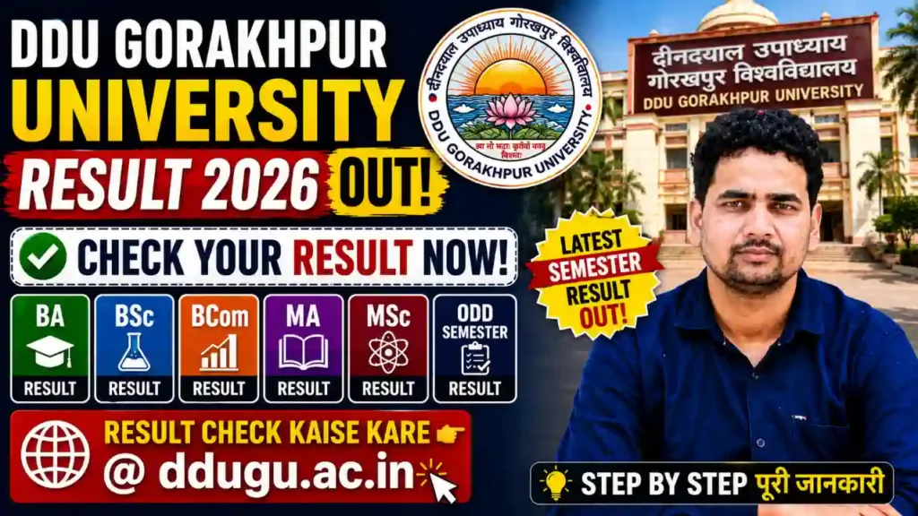 DDU Gorakhpur University Result 2026 - BA BSc BCom MA MSc Check at ddugu.ac.in