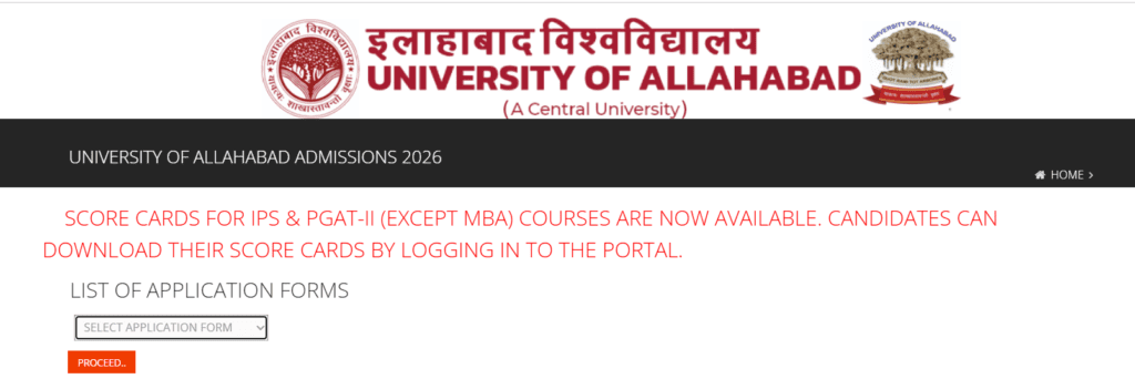PGAT Admission Portal Homepage