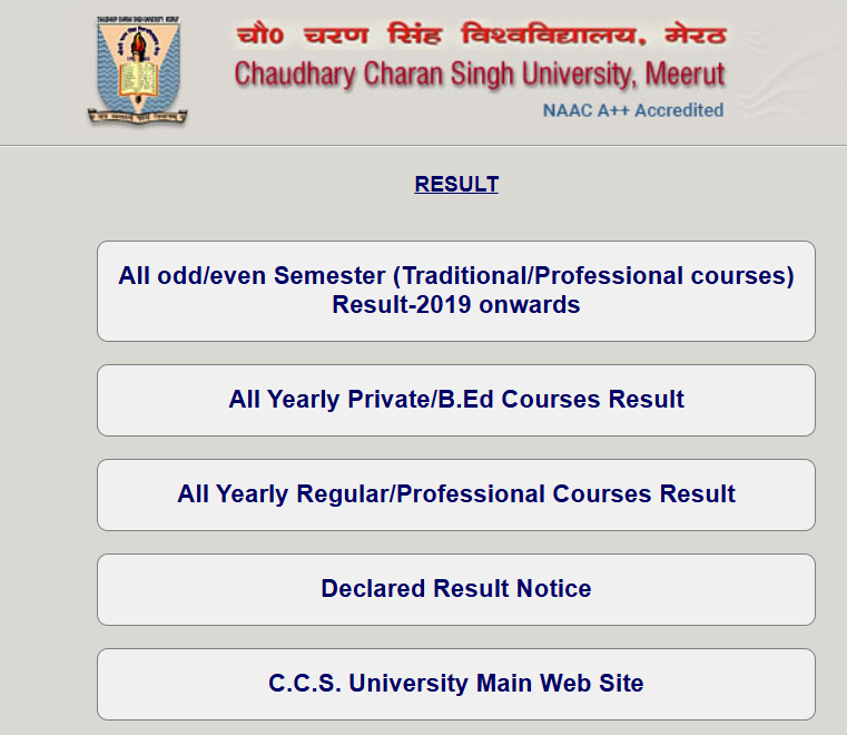 CCS University Result 2026 Kaise Check Karein