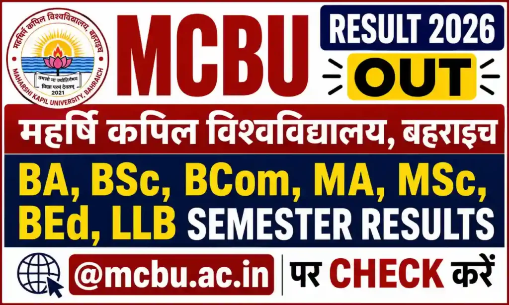 MCBU Result 2026 OUT Maharaja Chhatrasal Bundelkhand University BA BSc BCom MA MSc mcbu.ac.in